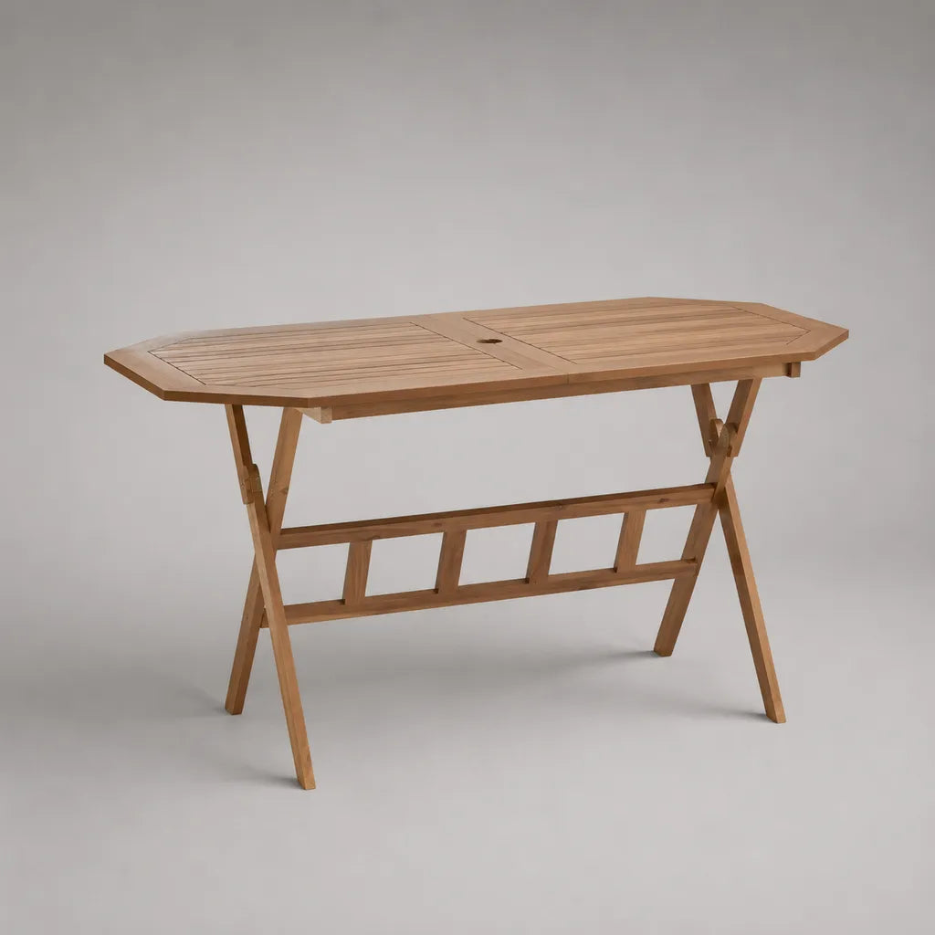 Tavolo da giardino pieghevole rettangolare in legno marrone naturale, 120 × 70 × 75 cm