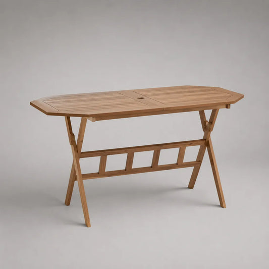Tavolo da giardino pieghevole rettangolare in legno marrone naturale, 120 × 70 × 75 cm