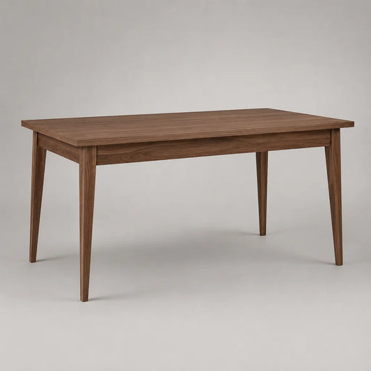 Tavolo da pranzo rettangolare in noce placcato MDF e legno massello, noce marrone, 140 × 80 × 75 cm