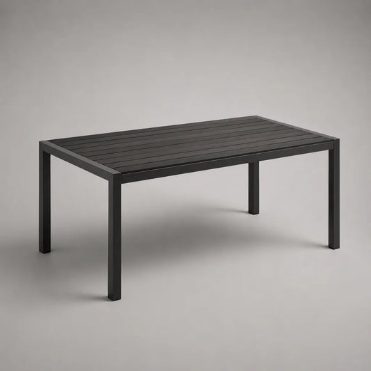 Tavolo da giardino rettangolare in alluminio nero, 150 × 90 × 74 cm